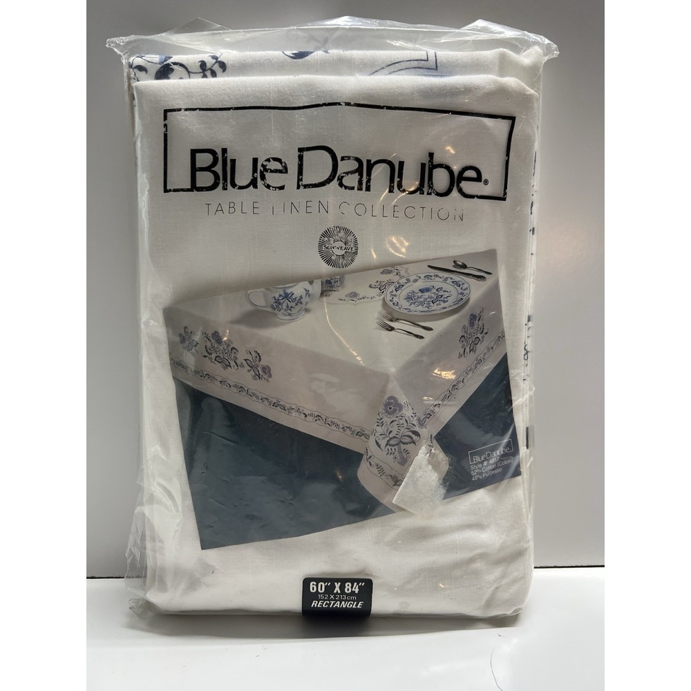 NOS BlueWhite Danube Tablecloth 60" x 84" Table Linen VTG
